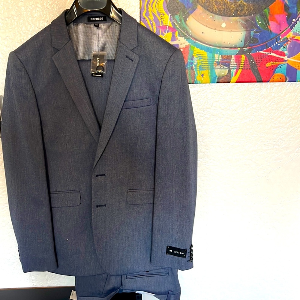 NWT Express Blue Extra Slim Suit 36S 29/30